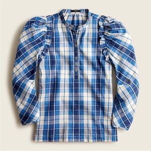 J. Crew Blue Plaid Blouse